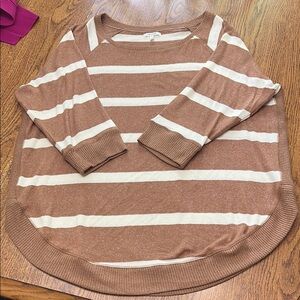Maurices Brown and Cream Striped Sweater